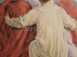 Prihoda István (1891-1956), C. Vogel pinx: Engedjétek hozzám... (Jézus gyerekekkel). Színezett rézka...