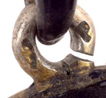 Ezüst (Ag) képtartós medalion, üvegezett, zsanérja sérült, zománcozott, lánccal, jelzett, bruttó 30g