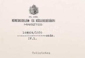 1940 Varga József (1891-1956) kereskedelem- és közlekedésügyi, Corvin-koszorúval (1942) és Kossuth-d...