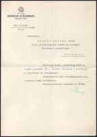 1940 Varga József (1891-1956) kereskedelem- és közlekedésügyi, Corvin-koszorúval (1942) és Kossuth-díjjal (1950,1952) kitüntetett miniszter autográf aláírása gépelt kinevezési levélen, fejléces papíron, szárazbélyegzővel, hajtott