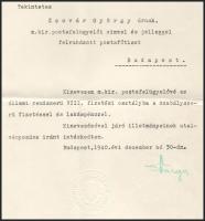 1940 Varga József (1891-1956) kereskedelem- és közlekedésügyi, Corvin-koszorúval (1942) és Kossuth-d...