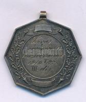 1910. "Ép testben ép lélek / Lovas vívóiskola háziversenye 1910 V/22 III. díj" jelzett Ag emlékérem (12,43g/0.800/33mm) T:XF, patina