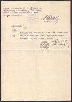 cca 1921-1943 Postatiszt hivatali iratai, közte kinevezési okmányokkal, az aláírások között államtit...