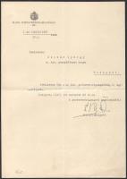 cca 1921-1943 Postatiszt hivatali iratai, közte kinevezési okmányokkal, az aláírások között államtit...