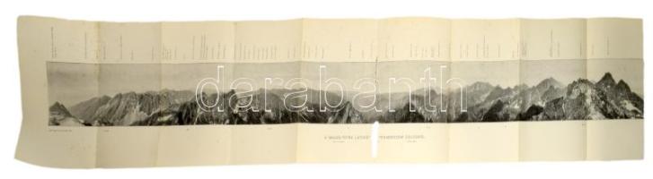 cca 1893 Magas-Tátra látképe a tengerszem csúcsról, Pallas Nagy Lexikona, kihajtható nyomat, kissé l...