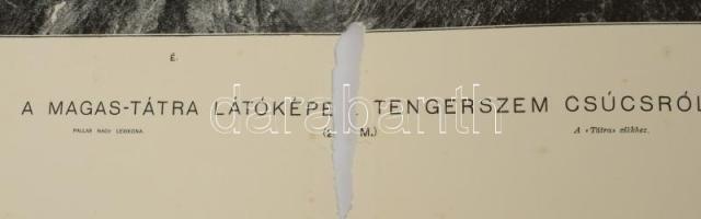 cca 1893 Magas-Tátra látképe a tengerszem csúcsról, Pallas Nagy Lexikona, kihajtható nyomat, kissé l...