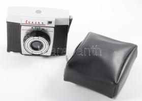 Analóg Druopta Praha ,,CORINA" kamera,szokatlan elsütési móddal, többféle beállítási lehetőséggel, tokjában.