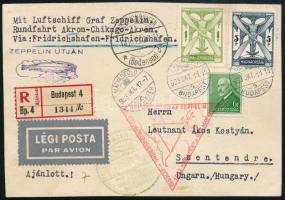 1933 Zeppelin chicagói körrepülés Repülő 1P és 5P + Arcképek 6f bérmentesítéssel. A Chicago repülés a legritkább, igen magas 6,06P bérmentesítéssel, alig maradt meg néhány példány. RRRR! / Zeppelin Chicago round flight with 6,06P franking. RRRR!