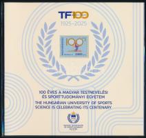 2025 Testnevelési Egyetem bélyegszett benne fogazott, vágott és feketenyomat blokk / Sports University block perforated, imperforate and blackprint in presentation pack