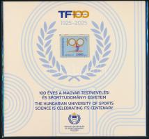 2025 Testnevelési Egyetem bélyegszet benne fogazott, vágott és feketenyomat blokk / Sports University block perforated, imperforate and blackprint in presentation pack