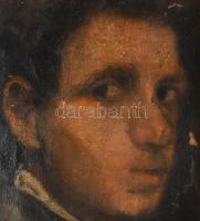 Rudnay jelzéssel: Arckép. Olaj, vászon, kartonon, sérült. Dekoratív, kopott fakeretben. 41,5x23,5 cm