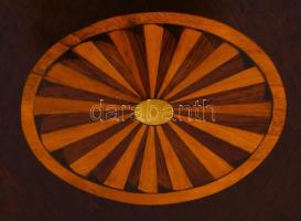 Nagyméretű art deco intarziás díszdoboz, kulccsal, működő zárral, minimális kopással, 28x53 cm