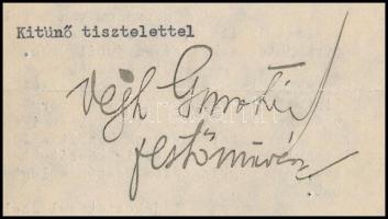 Végh Gusztáv (1889 - 1973) festőművész aláírt levele. A Társadalmi Egyesületek Országos Szövetségéne...