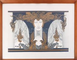 Szász Endre (1926-2003): A szárnyas isten. Szitanyomat, papír, jelzett, számozott (99/100), Forma 1 Hungaroring nyomtatott jelzéssel, üvegezett fakeretben. 37x57 cm