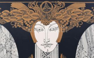 Szász Endre (1926-2003): A szárnyas isten. Szitanyomat, papír, jelzett, számozott (99/100), Forma 1 ...