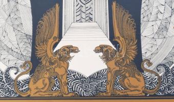 Szász Endre (1926-2003): A szárnyas isten. Szitanyomat, papír, jelzett, számozott (99/100), Forma 1 ...