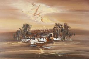 Bubelényi László (1953-2018): Tanya. Olaj, farost, jelzett. 50x60 cm