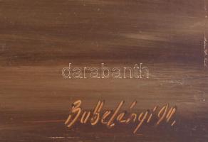 Bubelényi László (1953-2018): Tanya. Olaj, farost, jelzett. 50x60 cm