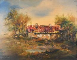 Olvashatatlan jelzéssel: Tanya. Olaj, farost, jelzett. 39x51 cm.