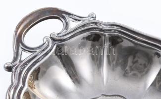 Berndorf ezüstözött kínáló, jelzett, kopással, 25x25 cm