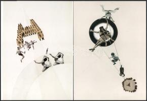 cca 1929 Moholy-Nagy László (1895-1946) magyar - amerikai fotográfus kollázsai, a néhai Lapkiadó Vállalat központi fotólaborjának archívumából 2 db modern nagyítás, jelzés nélkül, 21x15 cm