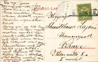 1908 Komárom, Komárno; Téli kikötő. MFTR SALVATOR oldalkerekes vontató gőzhajó (az első világháború ...