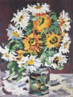 Schéner Mihály (1923-2009): Csendélet. Olaj, farost. Jelzett. Hátoldalán autográf felirattal. 60x46 cm.