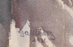 Gallé Tibor (1896-1944): Pipázó portréja, 1931. Akvarell, papír, jelzett, lap teteje papíra kasírozv...