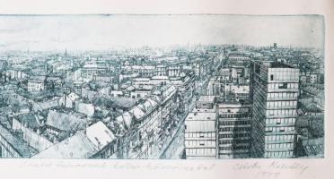 Csisztu Mihály (1933-2008): Budapesti körpanoráma, 1979. Rézkarc, papír, jelzett, Csisztu Mihály aut...