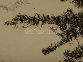 Csisztu Mihály (1933-2008): Árpádkori kistemplom Csarodán. Rézkarc, papír, jelzett, próbanyomat IV b...