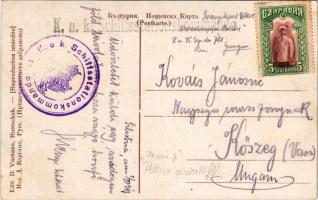 1917 Ruse, Rousse, Rusze, Russe, Roustchouk, Rustschuk; Le pont du chemin de fer pres de la ville / railway bridge with locomotive, train. Letter sent from a crew member of SMD POLLUX, at some point during the First World War she was requisitioned by the k.u.k. Zentraltransportleitung (ZTL) and used as a military transport ship / Levél az első világháború alatt a haditengerészet kötelékeiben szolgáló POLLUX gőzhajó legénységének egyik tagjától + "K.u.K. Schiffstationskommando" (EK)