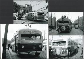 Budapesti trolibuszok tétele, 4 db modern nagyítás, jelzés nélkül, 15x21 cm és 10x15 cm