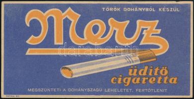 cca 1920 Merz cigaretta számolócédula