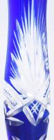 Kéken pácolt talpas kristály váza, m: 23,5 cm