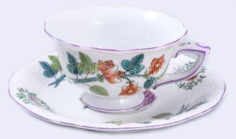 Herendi Eton mintás kávés készlet 10 darabja, közte 1 alátét és egy csésze sérült, rózsán lepattanás...