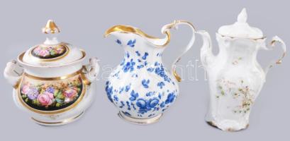 cca 1900, 13 darabos porcelán összeállítás, közte szervírozótálca