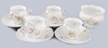 cca 1900, 13 darabos porcelán összeállítás, közte szervírozótálca