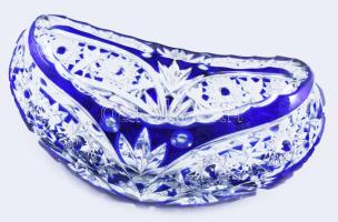 Kéken pácolt csónak alakú kristály kínáló, 19x9 cm