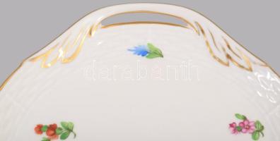 Herendi virágmintás hosszúkás kínáló, jelzett, kis kopással, 50x17,5 cm