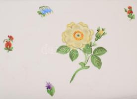 Herendi virágmintás hosszúkás kínáló, jelzett, kis kopással, 50x17,5 cm