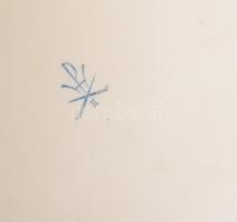 Herendi virágmintás hosszúkás kínáló, jelzett, kis kopással, 50x17,5 cm