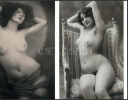 cca 1929 Demeter Károly (1892-1983) budapesti fényképész és fotóművész aktfotó gyűjteményéből 2 db modern nagyítás, jelzés nélkül, 21x15 cm
