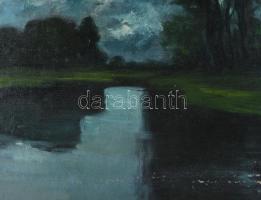 Markó Ernő (1868-1945): Vízparti táj. Olaj, vászon, jelzett, sérült (felületi festéklepergésekkel). ...