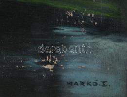 Markó Ernő (1868-1945): Vízparti táj. Olaj, vászon, jelzett, sérült (felületi festéklepergésekkel). ...