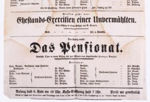 1862 Stadt Theater Pest, Városi színház Meister Fortunio c. előadás színházi plakát 32x38 cm Foltos