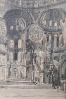Gerle István (XX. sz. első fele): Aja Sofia, Istanbul, 1928. Ceruza, papír, jelzett, üvegezett faker...