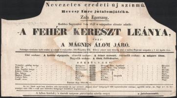 1845 Székesfejérvár, Hevesy Imre színtársulata Bianca c. előadás színházi plakát 36x23 cm Foltos + E...