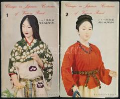 Tradicionális japán öltözeteket bemutató képeslapok, 2x10 db, a Silk Museum (Yokohama) kiadása, eredeti, kissé sérült papírborítékban
