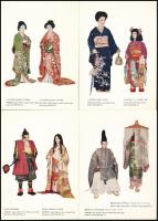 Tradicionális japán öltözeteket bemutató képeslapok, 2x10 db, a Silk Museum (Yokohama) kiadása, ered...