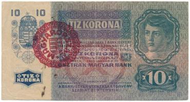 1915. 10K piros "MAGYARORSZÁG" felülbélyegzéssel, "1198 733635" T:F, folt Adamo K11